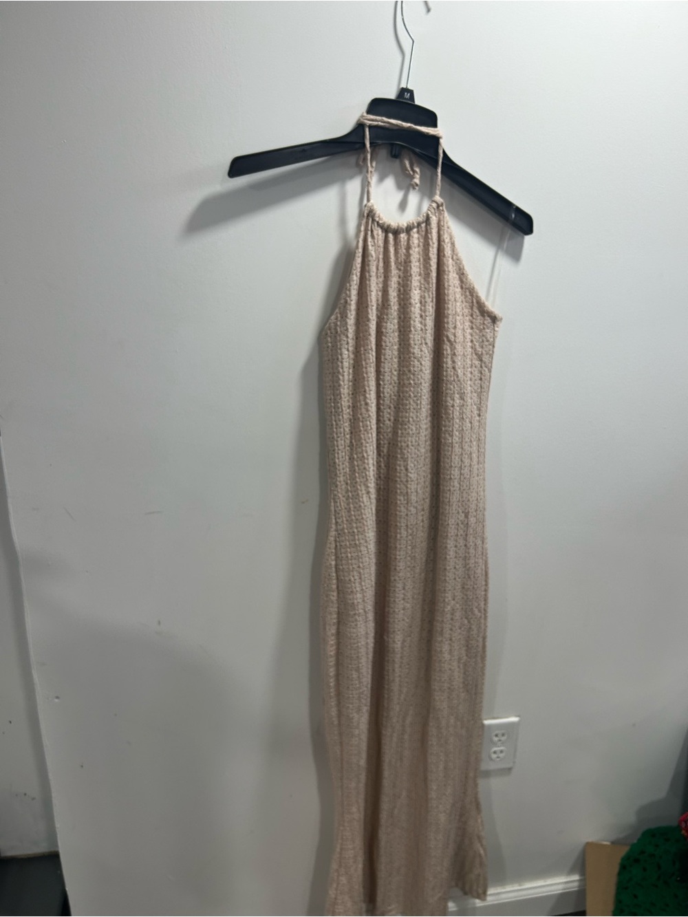 Neutral Beige Halter Maxi Dress